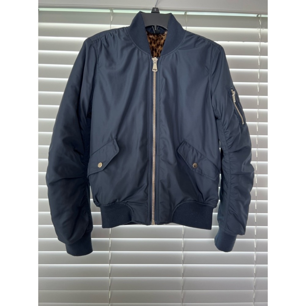 TOPSHOP Women's Navy Blue Bomber Jacket